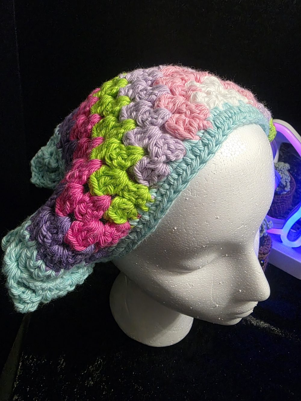 Handmade Crochet Colorful Bandana - Picture 4 of 8